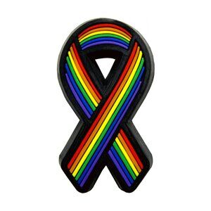 LGBTQ Rainbow Ribbon Rubber Lapel Pin Colorful Gay Pride Symbol Apparel Gift NWT